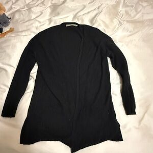 Alicia Adams Alpaca Black Open-Front Cardigan size L Large
